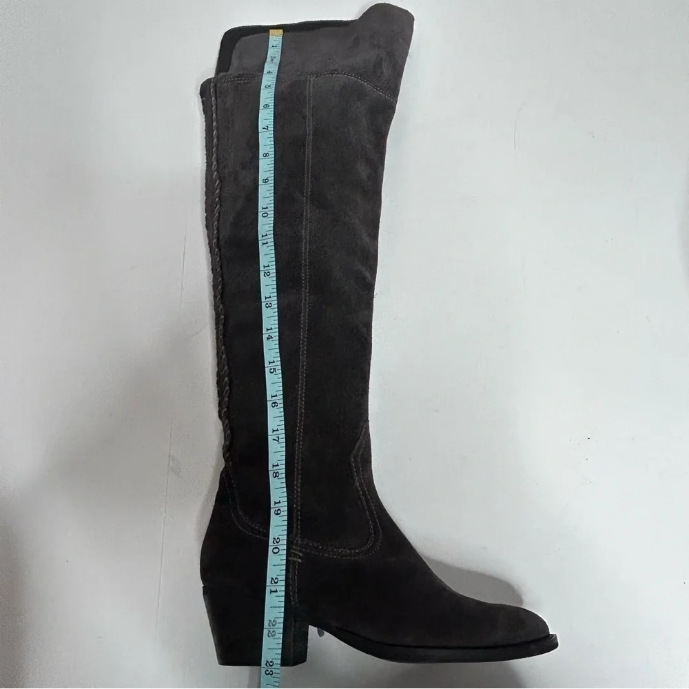 Dolce Vita OTK Gray Suede Stitched Western Over The Knee Boots